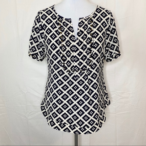 41 Hawthorn Tunic Top Blouse - Black White - L - Picture 4 of 7